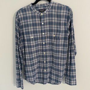 A&F Collarless Plaid Shirt